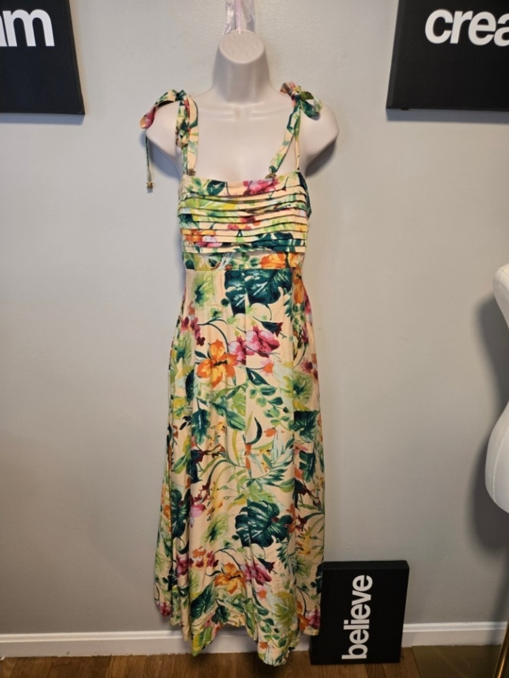 Taylor Yellow Floral Tie-Shoulder Maxi Dress